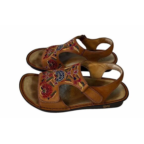 Allegria Viki Cognac Needles & Pins Sandal Multicolor Embroidered Sandal EU 37 - Picture 3 of 12
